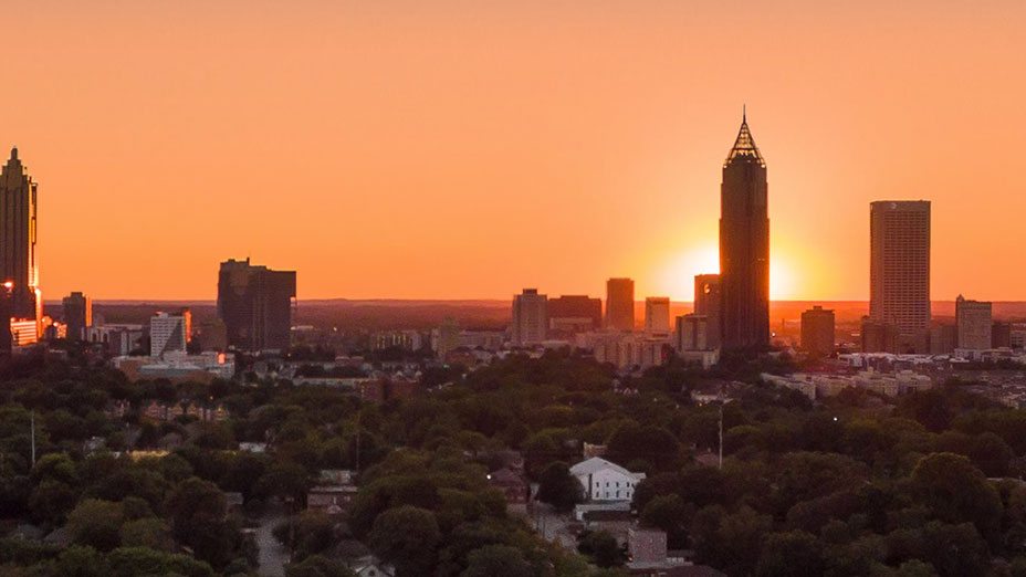 Sunset skyline in Atlanta